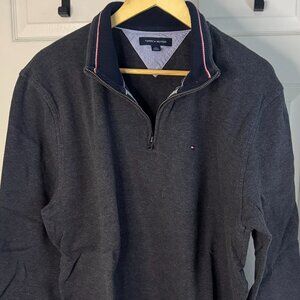 Tommy Hilfiger Men’s XL Grey Heather 1/4 Zip Long Sleeve Cotton Pullover
